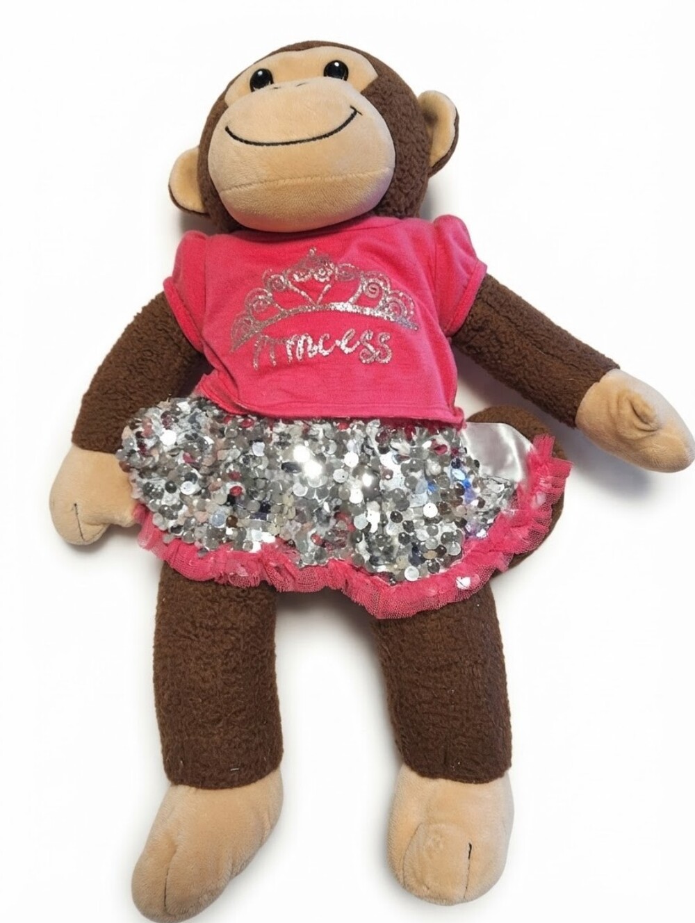 Vintage 2014 Build-A-Bear Brown Monkey Plush Toy Dressed in Princess Outfit